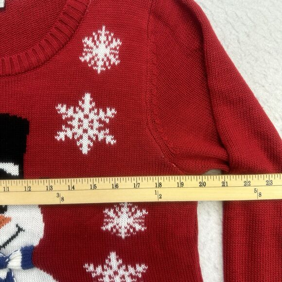 Carolyn Taylor Christmas Sweater XL Red White Snowman Snowflakes Long Sleeve - Picture 6 of 12